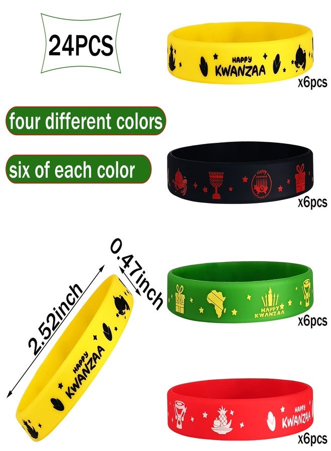 FSHANEE 24Pcs Happy Kwanzaa Rubber Bracelets African Heritage Holiday Party Supplies Silicone Wristbands Happy Kwanzaa Party Favors Kwanzaa Party Gift Bag Goodie Bag Fillers Stuffers - Image 2